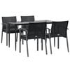 vidaXL 5 Piece Garden Dining Set with Cushions Poly Rattan and Steel