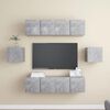 vidaXL 6 Piece TV Cabinet Set Concrete Grey Engineered Wood