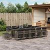 vidaXL 15 Piece Garden Dining Set with Cushions Grey Poly Rattan