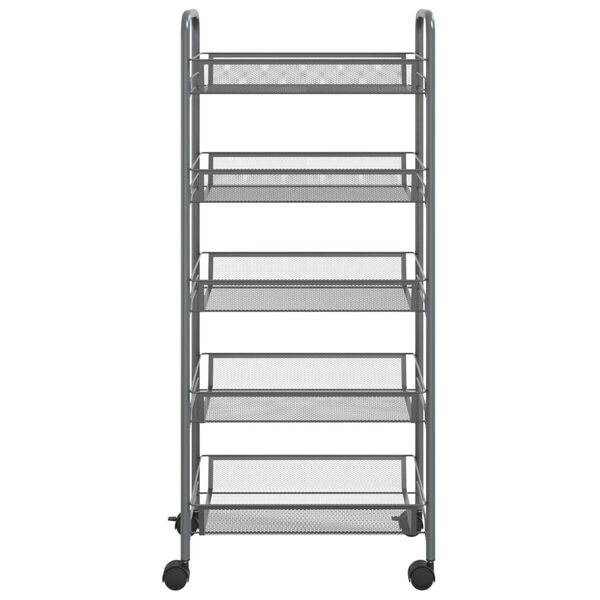 vidaXL 5-Tier Kitchen Trolley Grey 46x26x105 cm Iron