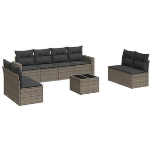vidaXL 9 Piece Garden Sofa Set with Cushions Grey Poly Rattan
