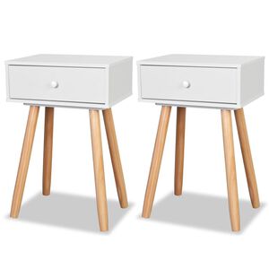 vidaXL Bedside Table | Set of 2 | White and brown