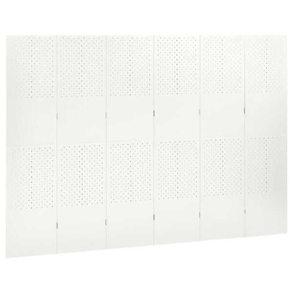 vidaXL 6-Panel Room Dividers 2 pcs White 240x180 cm Steel