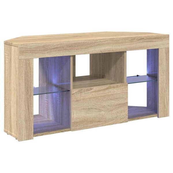 vidaXL Corner LED TV Cabinet Wall-mounted Sonoma Oak 100 x 40 x 50 cm