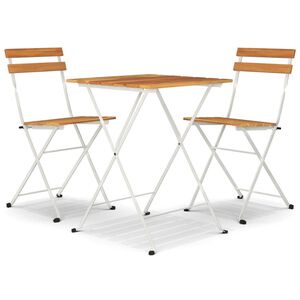 vidaXL 3 Piece Folding Bistro Set Solid Wood Acacia and Steel