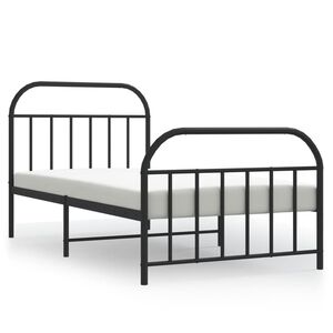 vidaXL Metal Bed Frame without Mattress with Footboard Black 107x203cm