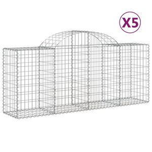 vidaXL Arched Gabion Baskets 5 pcs 200x50x80/100 cm Galvanised Iron