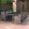 vidaXL 7 Piece Garden Dining Set Poly Rattan and Tempered Glass Grey