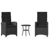 vidaXL 3 Piece Bistro Set with Cushions Black Poly Rattan