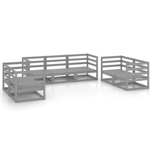 vidaXL 7 Piece Garden Lounge Set Grey Solid Pinewood