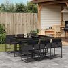 vidaXL 7 Piece Garden Dining Set with Cushions Black Poly Rattan