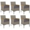 vidaXL 7 Piece Garden Dining Set with Cushions Grey Poly Rattan