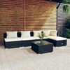 vidaXL 6 Piece Garden Lounge Set with Cushions Poly Rattan Black