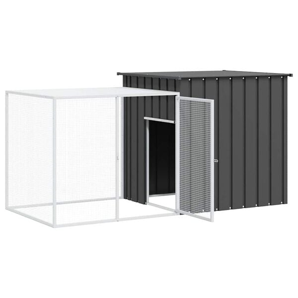 vidaXL Rabbit Cage Anthracite 200x91x100 cm Galvanised Steel