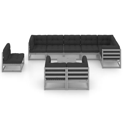 vidaXL 10 Piece Garden Lounge Set with Cushions Solid Pinewood