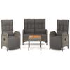 vidaXL 4 Piece Garden Dining Set with Cushions Grey Poly Rattan