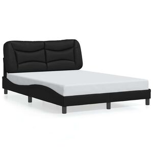 vidaXL Bed Frame without Mattress "Hvar" Black 137x190 cm Double Faux Leather