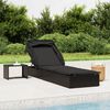 vidaXL Sunbed with Foldable Roof Black 213x63x97 cm Poly Rattan