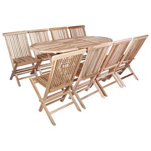 vidaXL Garden Furniture Set 9 pcs Natural Solid Teak Wood