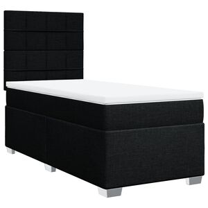 vidaXL Box Spring Bed with Mattress Black King Single Fabric