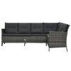 vidaXL 3 Piece Garden Lounge Set with Cushions Poly Rattan Grey