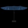vidaXL Double-Head Garden Parasol with LEDs Azure Blue 449x265 cm
