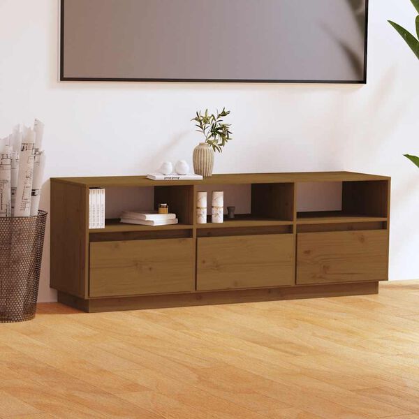 vidaXL TV Cabinet Honey Brown 140x37x50 cm Solid Wood Pine