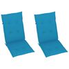 vidaXL Garden Chairs 2 pcs with Blue Cushions Solid Teak Wood