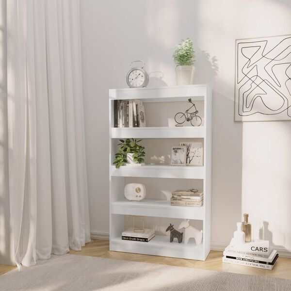 vidaXL Book Cabinet/Room Divider High Gloss White 80x30x135 cm Engineered Wood