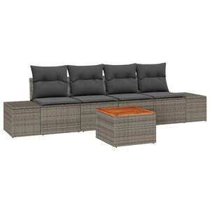 vidaXL Garden Sofa Set with Storage 5 pcs Grey Poly Rattan