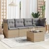 vidaXL 5 Piece Garden Sofa Set with Cushions Beige Poly Rattan