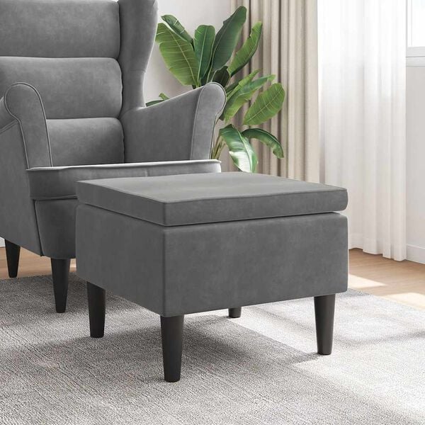 vidaXL Stool with Wooden Legs Dark Grey Velvet