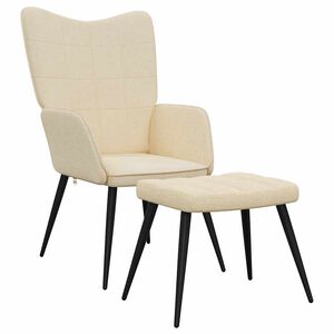 vidaXL Relaxing Chair With Stool | Cream | Fabric (100% polyester), steel
