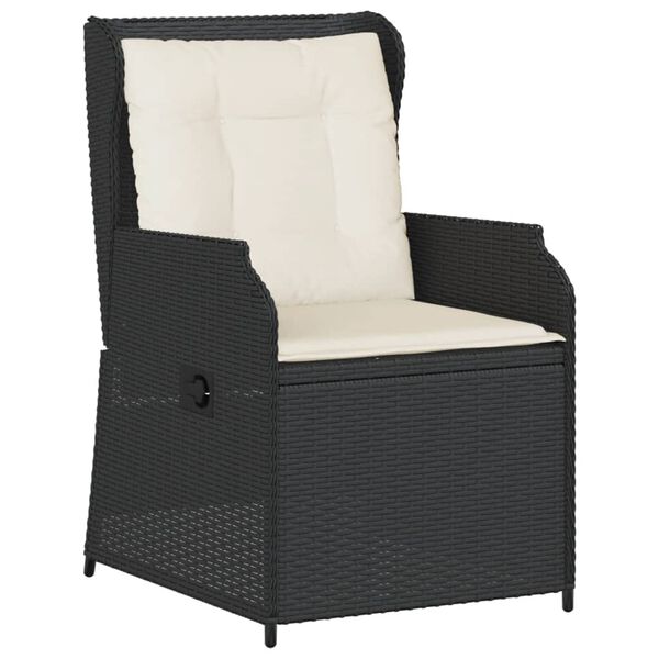 vidaXL 3 Piece Garden Lounge Set with Cushions Black Poly Rattan