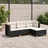 vidaXL 4 Piece Garden Sofa Set with Cushions Black Poly Rattan