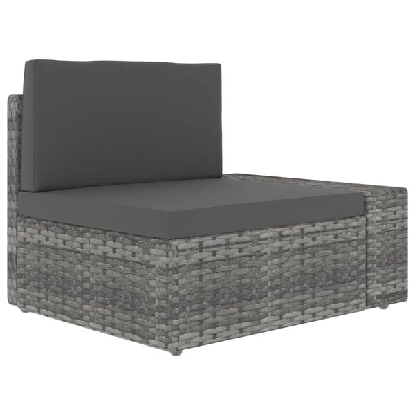 vidaXL Sectional Sofa 3-Seater Poly Rattan Grey