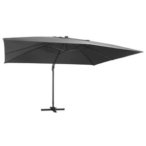 vidaXL Cantilever Garden Parasol with LED Lights and Aluminium Pole 400x300 cm Anthracite