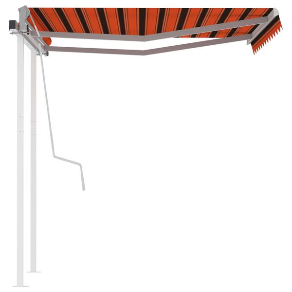 vidaXL Manual Retractable Awning with Posts 3x2.5 m Orange and Brown