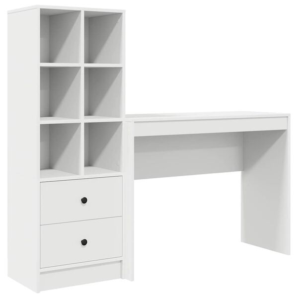 vidaXL Desk with Drawer 2 pcs White