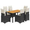 vidaXL 7 Piece Garden Bistro Set with Cushions Black Poly Rattan