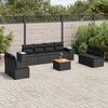 vidaXL 9 Piece Garden Sofa Set with Cushions Black Poly Rattan