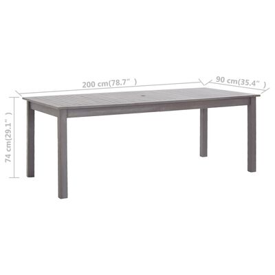 vidaXL Garden Table Grey Wash 200x90x74 cm Solid Acacia Wood