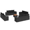 vidaXL 13 Piece Garden Sofa Set with Cushions Black Poly Rattan