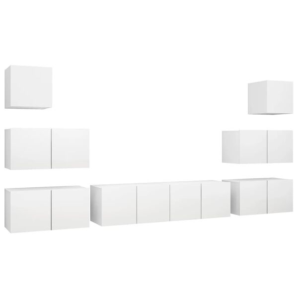vidaXL 8 Piece TV Cabinet Set White Engineered Wood