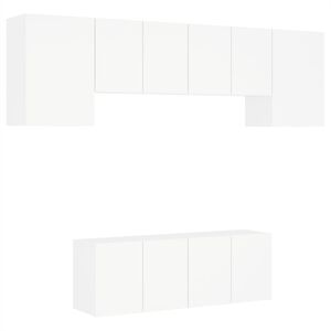 vidaXL 6 Piece TV Wall Units White Engineered Wood