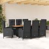 vidaXL 9 Piece Garden Dining Set with Cushions Black Poly Rattan