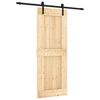 vidaXL Sliding Door Natural and Black 80 x 210 cm Solid Pine Wood
