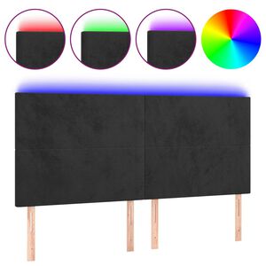 vidaXL LED Headboard Black 160 cm Velvet