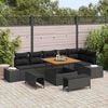 vidaXL Garden Sofa Set with Cushion 9 pcs Black Poly rattan