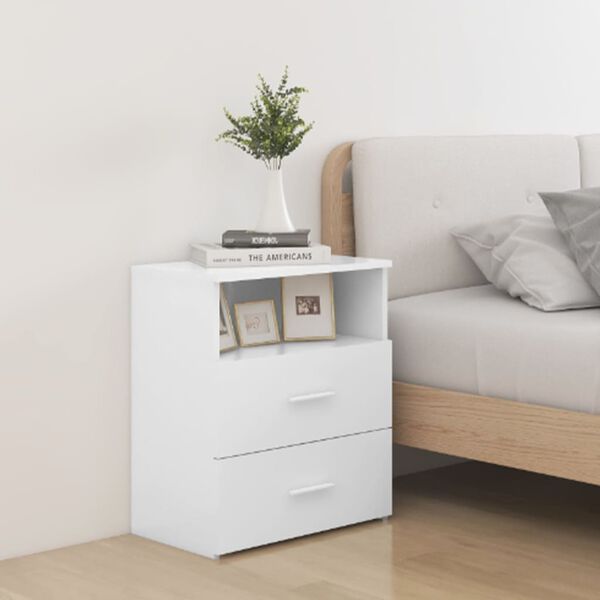 vidaXL Bed Cabinets 2 pcs White 50x32x60 cm